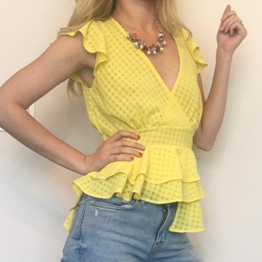 Yellow Peplum Ruffle Top - Picture 8 of 8